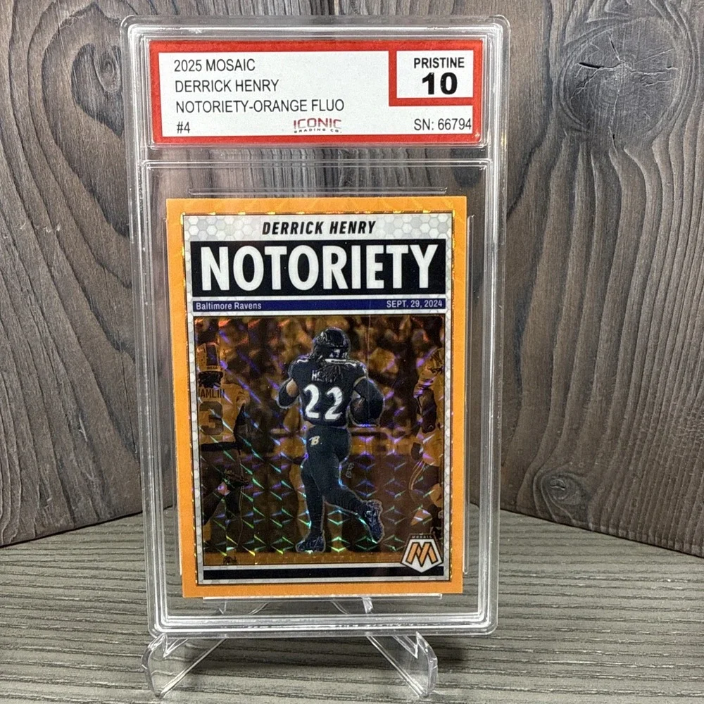 2025 Panini Mosaic-Notoriety Derrick Henry #4 Orange Fluorescent Prizm -‎ 10